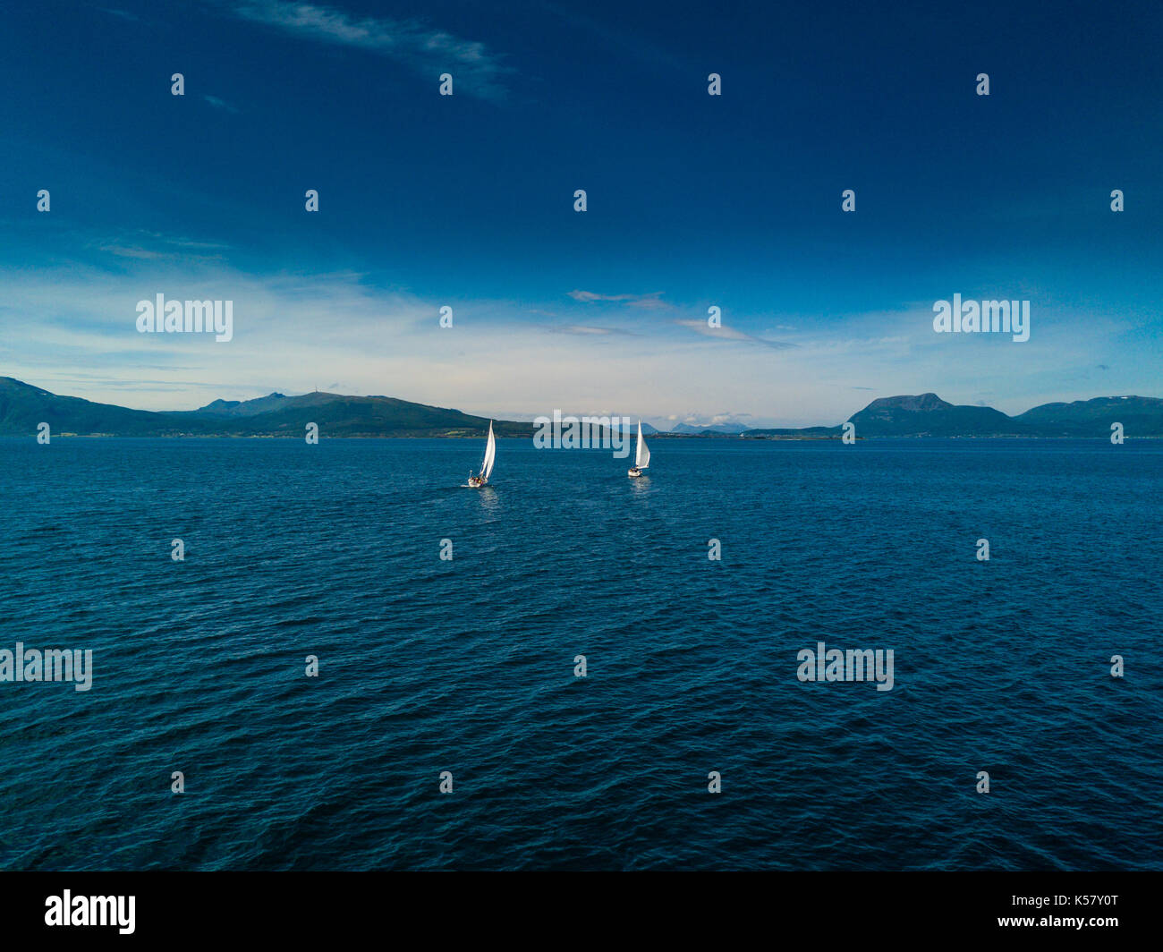 Aerial view of sailing yacht in Norway Stock Photo - Alamy