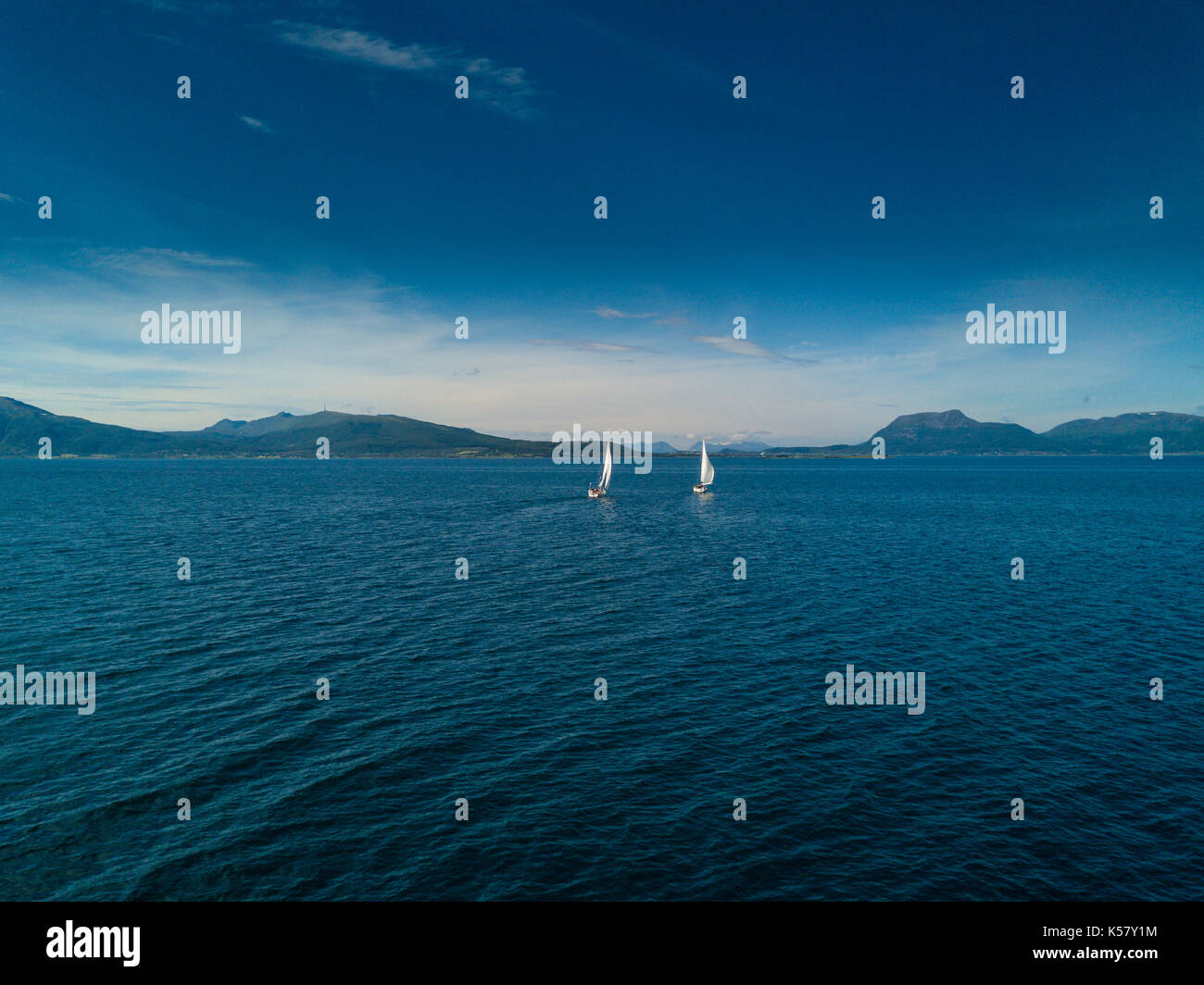 Aerial view of sailing yacht in Norway Stock Photo - Alamy
