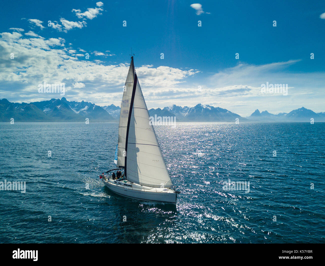 Aerial view of sailing yacht in Norway Stock Photo - Alamy