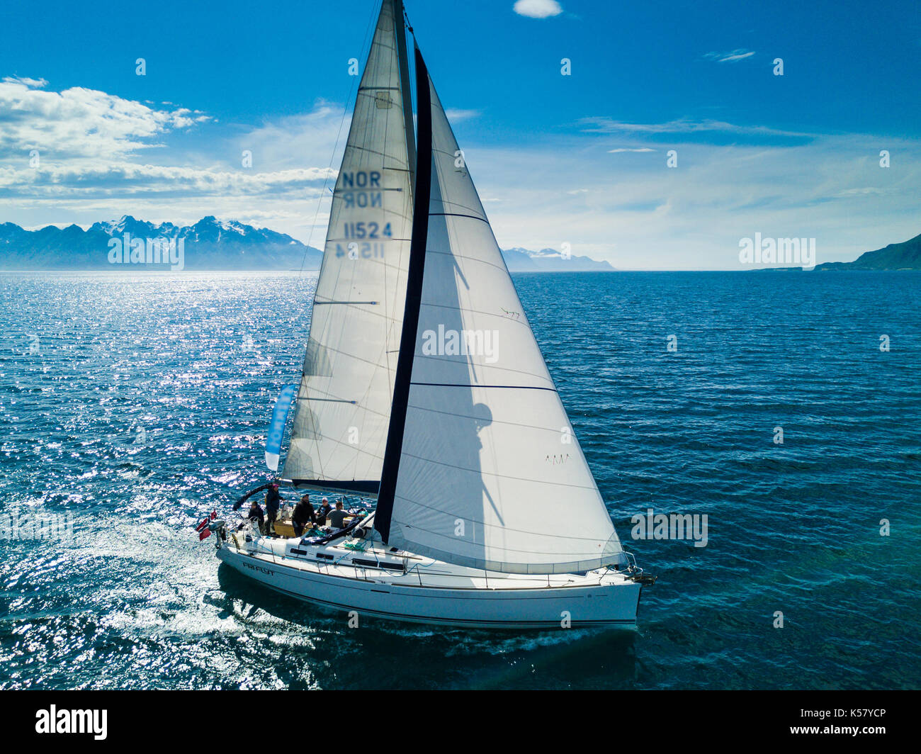 Aerial view of sailing yacht in Norway Stock Photo - Alamy