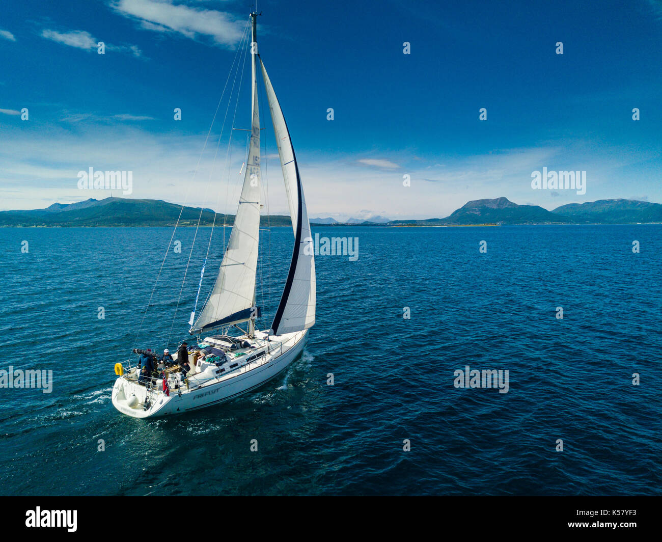 Aerial view of sailing yacht in Norway Stock Photo - Alamy