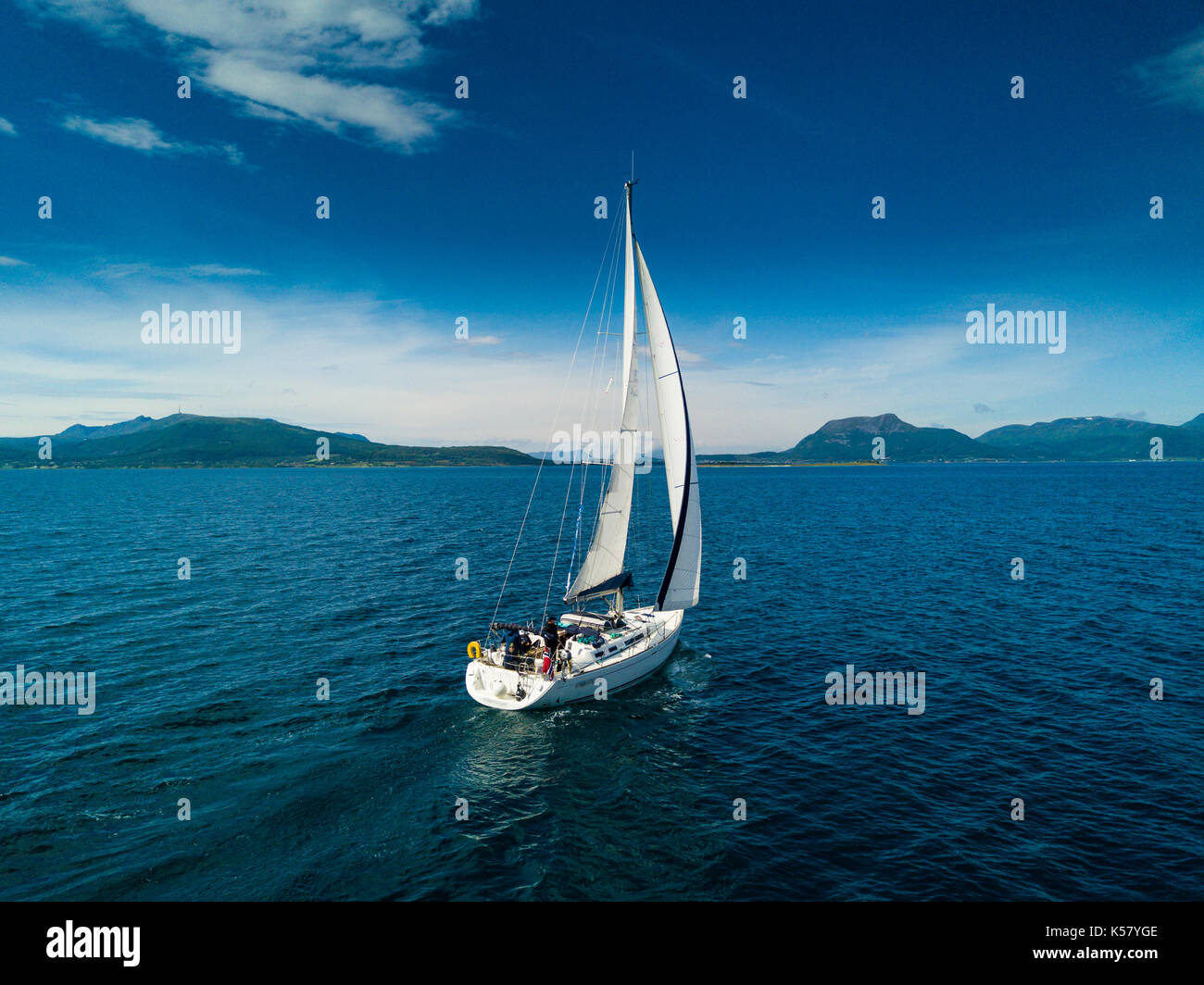 Aerial view of sailing yacht in Norway Stock Photo - Alamy