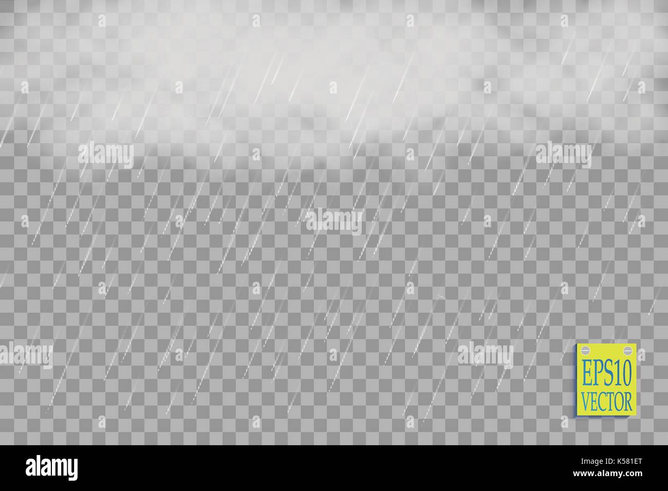 Storm and Lightning with rain and white cloud isolated on transparent ...