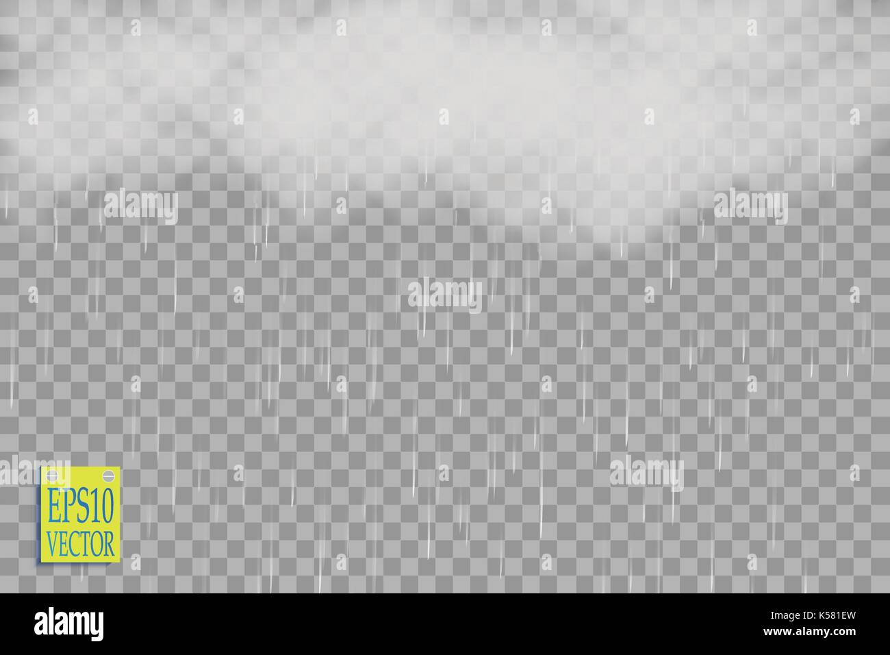 Storm and Lightning with rain and white cloud isolated on transparent ...