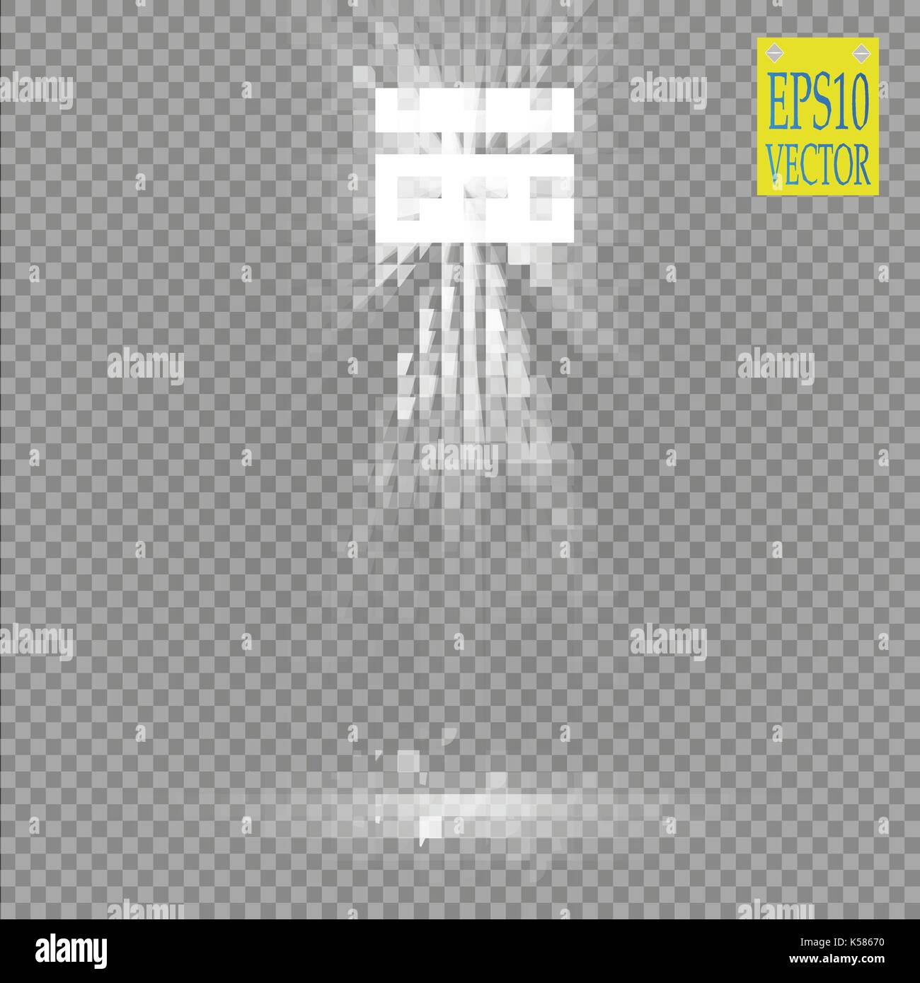 White vector spotlight light effect on transparent background. Concert ...
