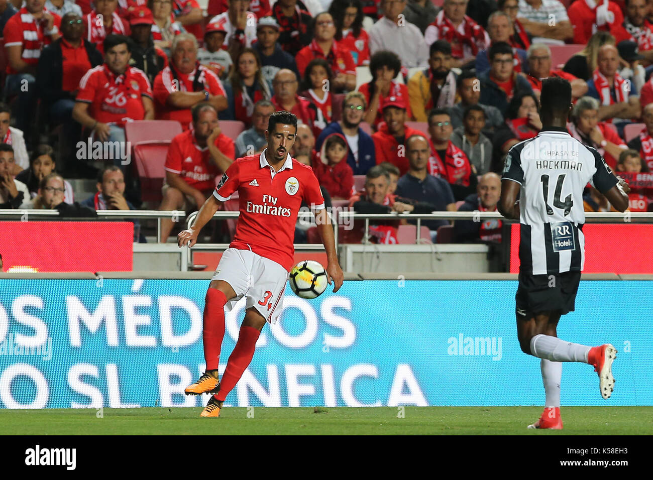 Benfica«s defender Andre Almeida from Portugal during the Premier League 2017/18 match between SL Benfica v Portimonense SC, at Luz Stadium in Lisbon on September 8, 2017. (Photo by Bruno Barros / DPI) Stock Photo