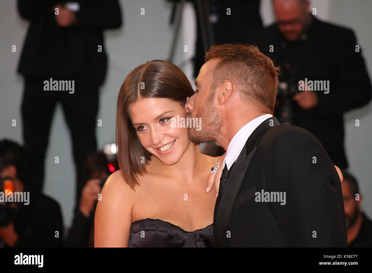 VENICE, ITALY - SEPTEMBER 08: Adele Exarchopoulos and Matthias Schoenaerts walk the red carpet ahead of the 'Racer And The Jailbird (Le Fidele)' screening during the 74th Venice Film Festival at Sala Grande on September 8, 2017 in Venice, Italy. Stock Photo
