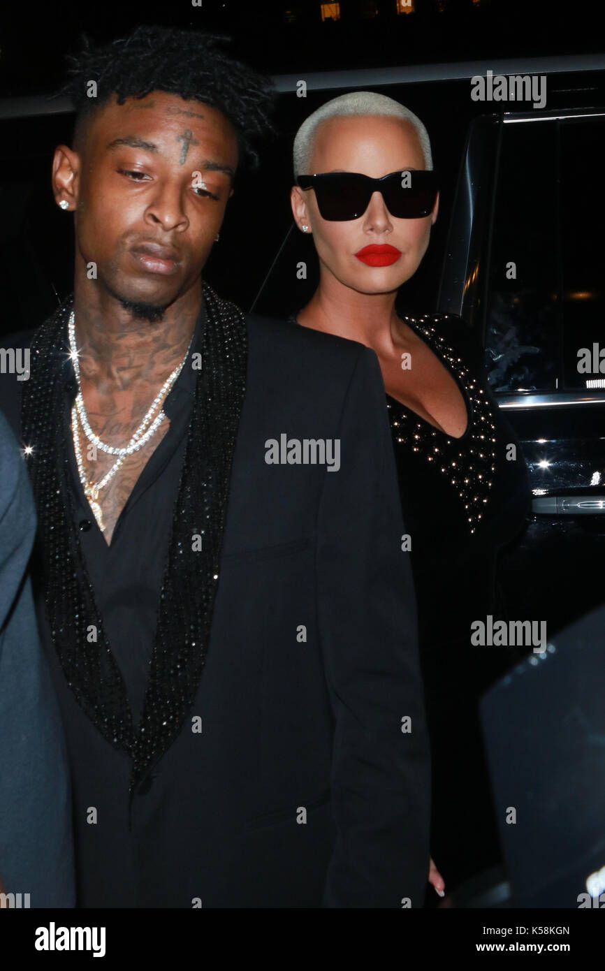 New York, NY, USA. 8th Sep, 2017. 21 Savage and Amber Rose at the 2017  Harper's Bazaar Icons at The Plaza Hotel on September 8, 2017 in New York  City. Credit: Dc/Media