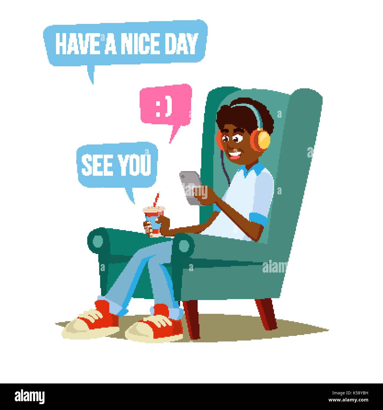 Teen friends chat on phone friendly Royalty Free Vector