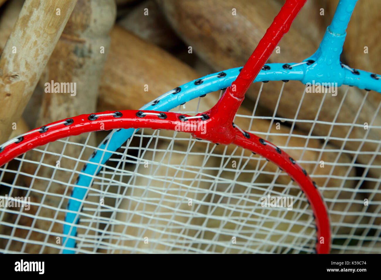 Outdoor games equipment in a box Stock Photo Alamy