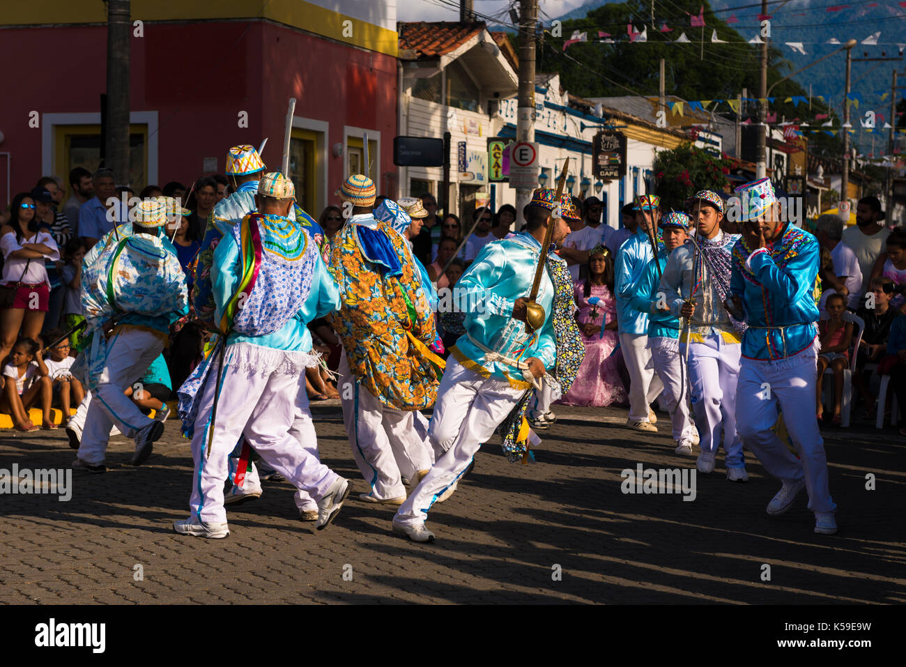 The religious festivity of Congada, from Ilhabela, SP, Brazil Stock Photo