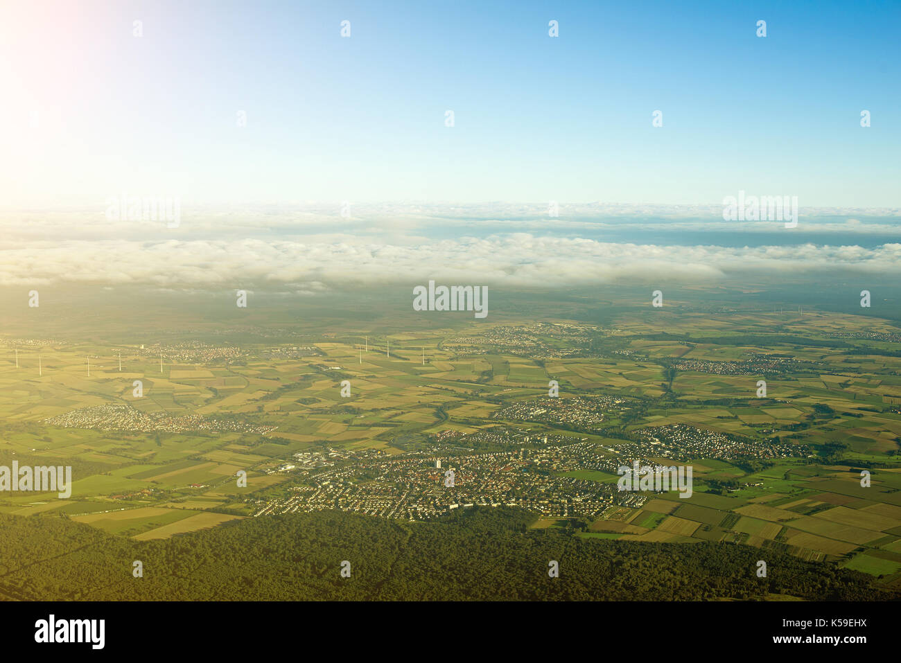 Aerial view of towns and fields in Germany Stock Photo - Alamy