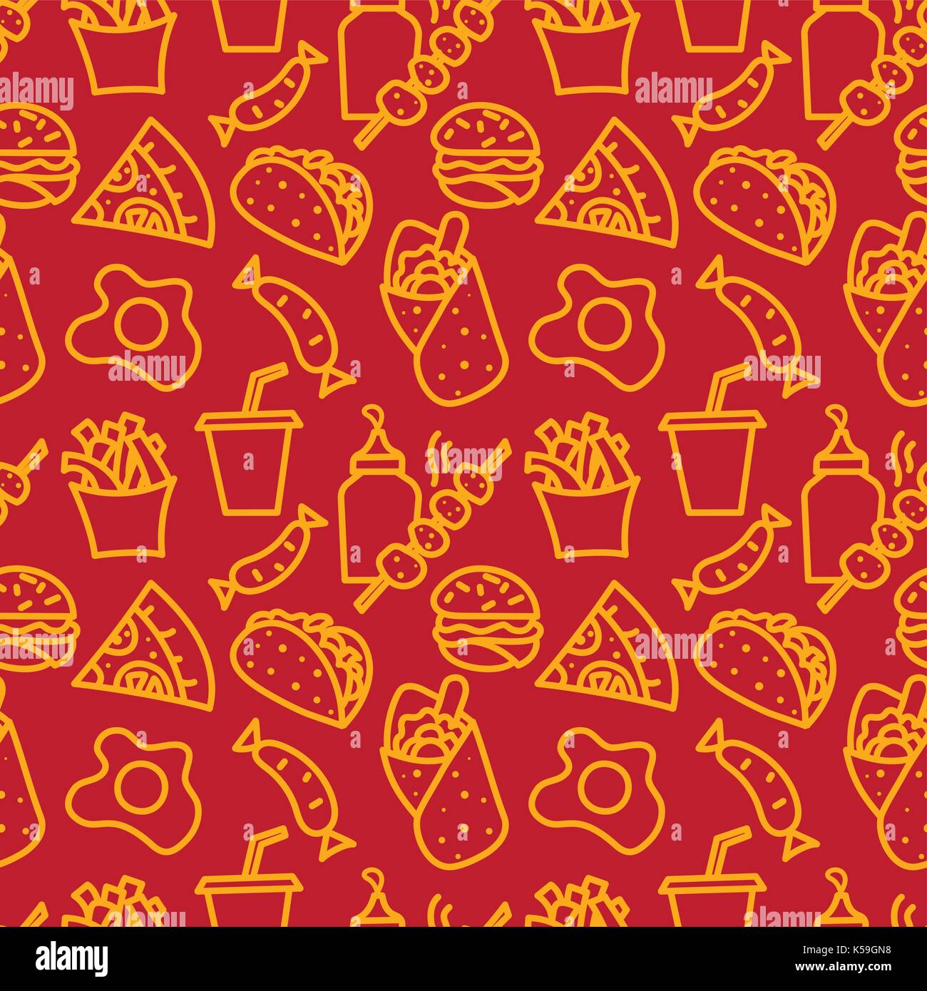 illustration of fast food seamless pattern Stock Vector Image & Art - Alamy