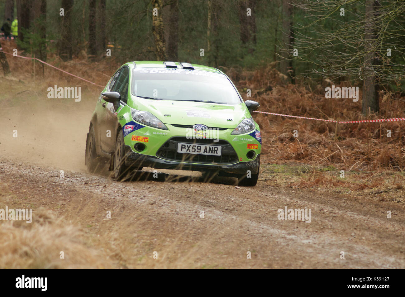 Rally Car on Wareham forest stage of the Sunseeker Rally 2011 Stock ...