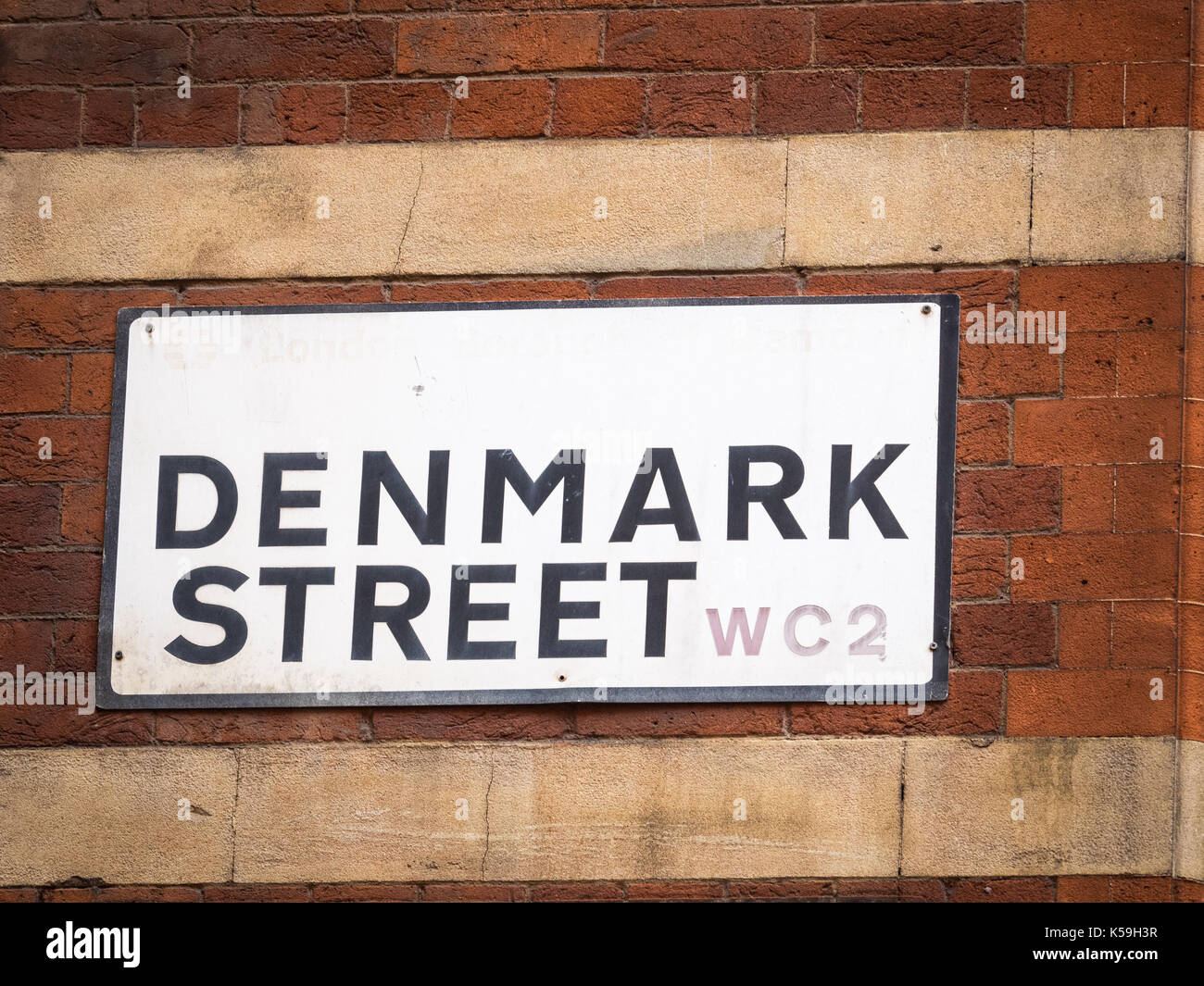 Denmark Street Soho London Street sign in London's famous Denmark