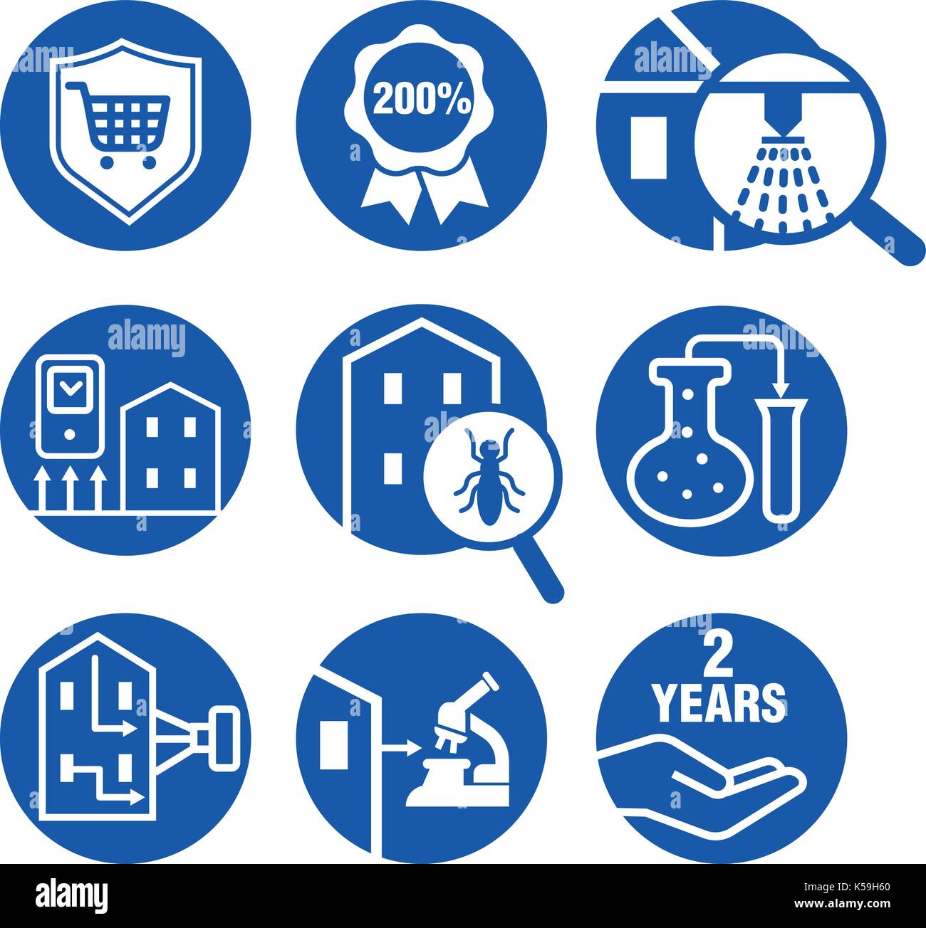 illustration of icons set for Inspecting residential properties Stock ...