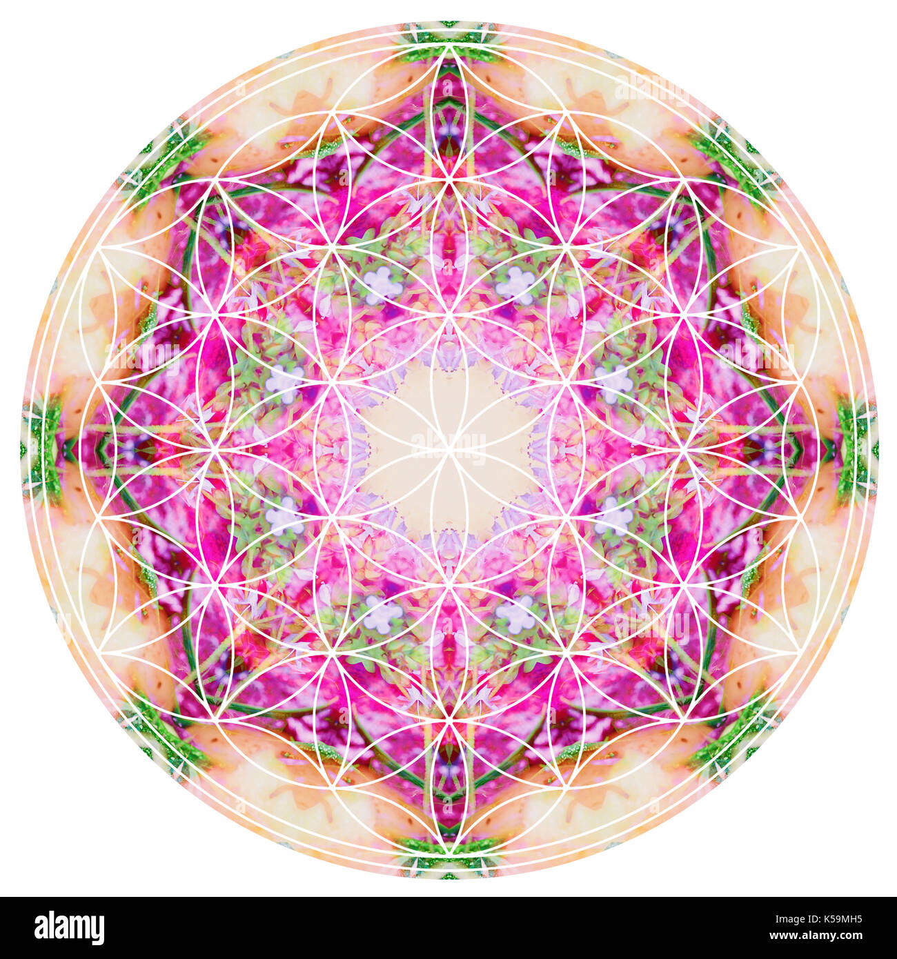 Abstract mandala picture with fresh colorful healing power and flower of life sacred geometry Stock Photo