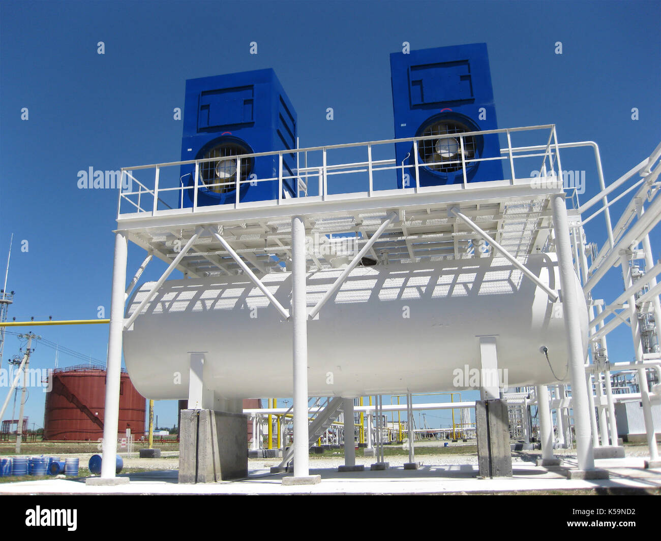 water cooling tower. Equipment for primary oil refining Stock Photo Alamy