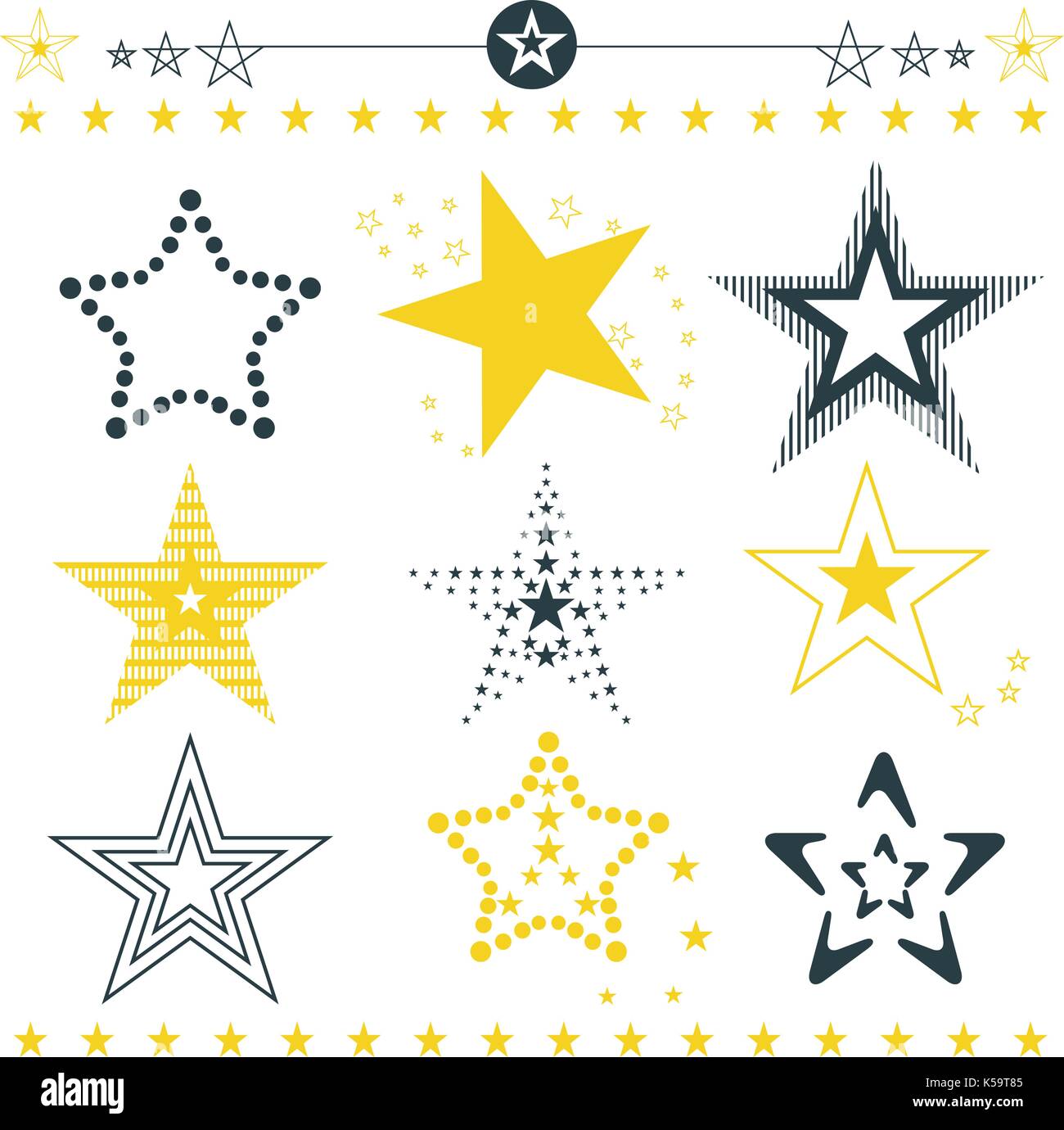 Set of colored stars. Vector, illustration. Stock Vector