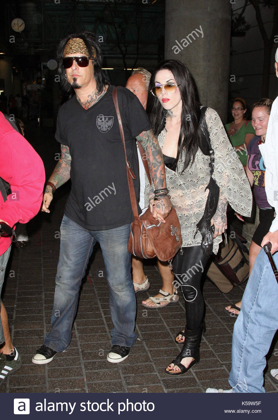 Nikki Sixx and Kat Von D. Celebrities arriving at LAX Airport in Los ...