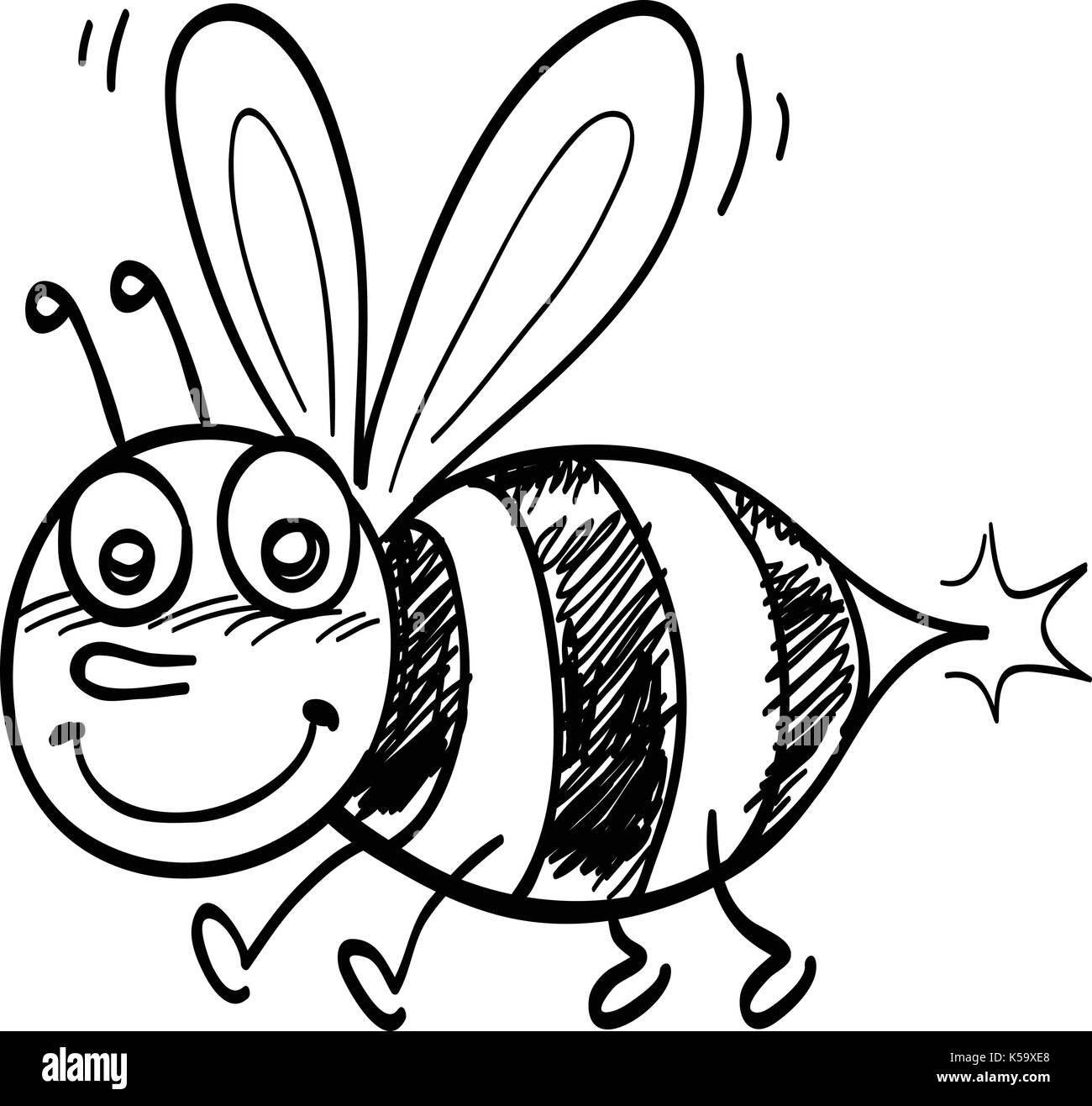 Bee Cartoon Black and White Stock Photos &amp; Images - Alamy