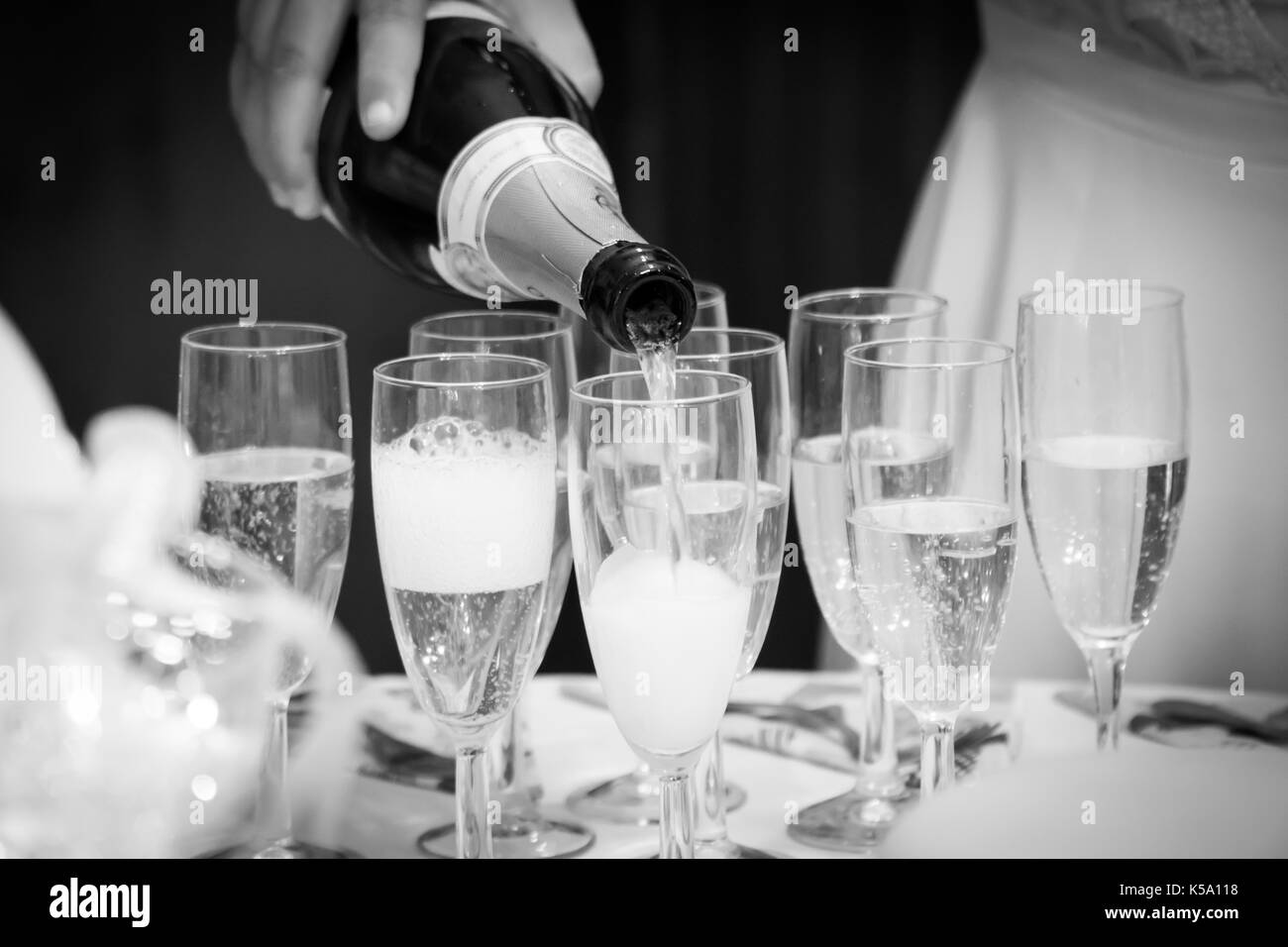 Champagne Celebration Glass Flutes Sparkling Stock Photo