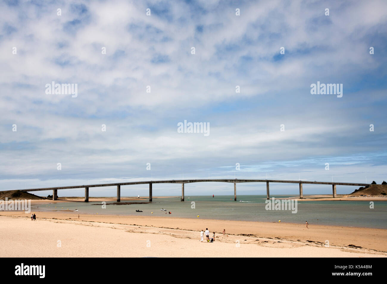Bridge, Pont de Noirmoutier,  between mainland and a small island in France Stock Photo