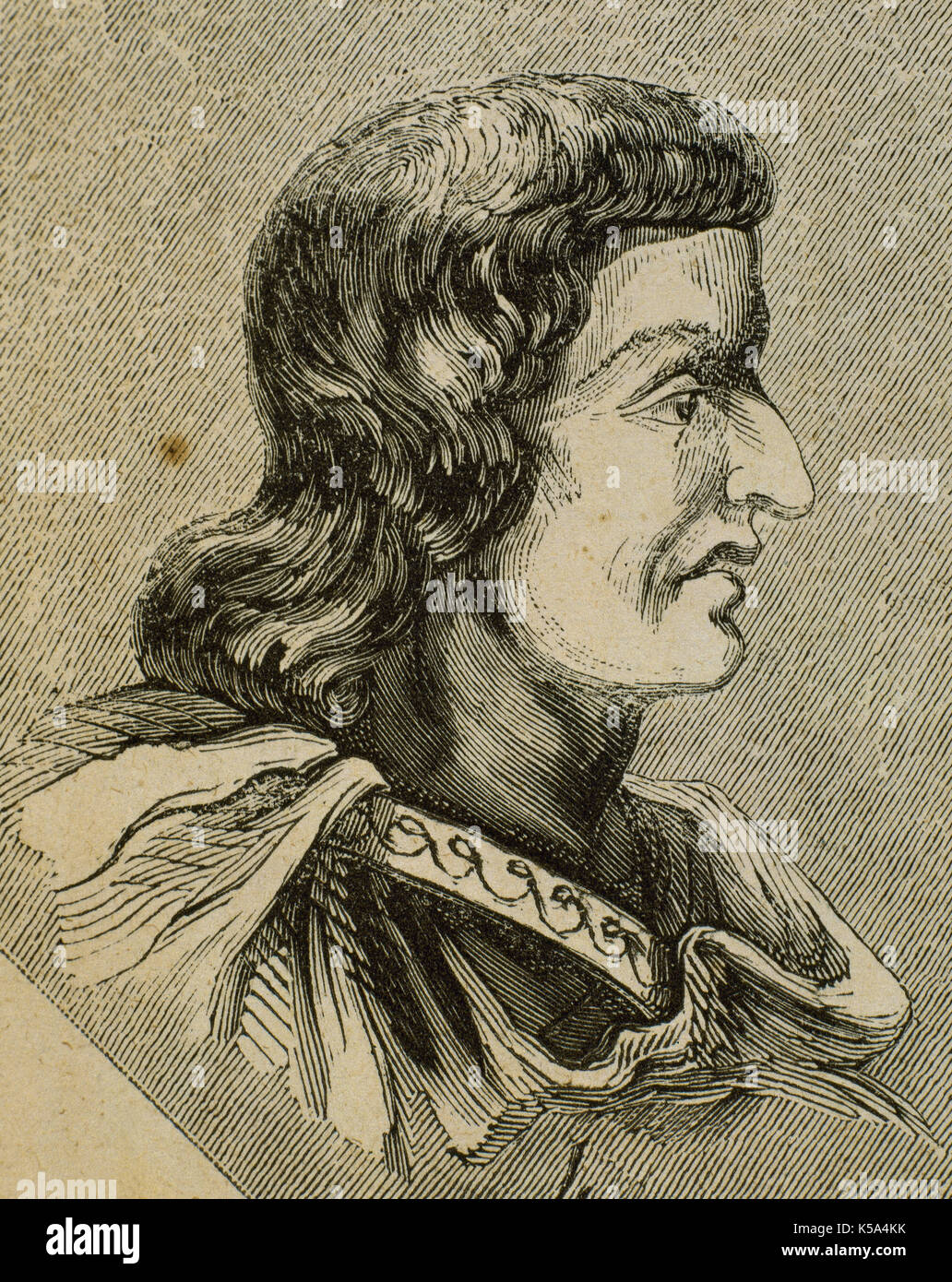 Amalarico (502-531). Visigoth king (526-531). Engraving, 1852. History of Spain. Stock Photo