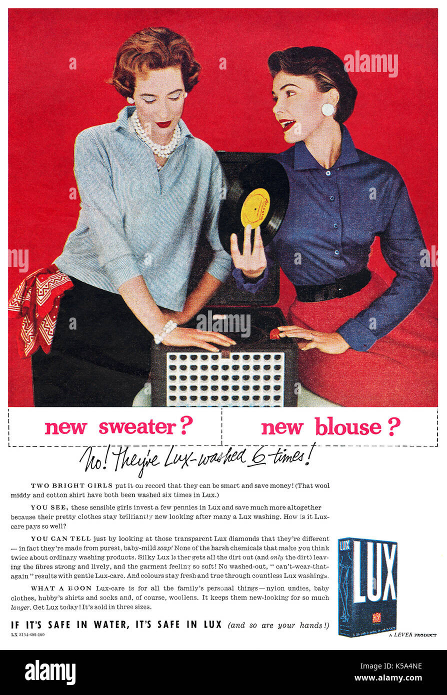 1955 British advertisement for Lux soap powder. Stock Photo