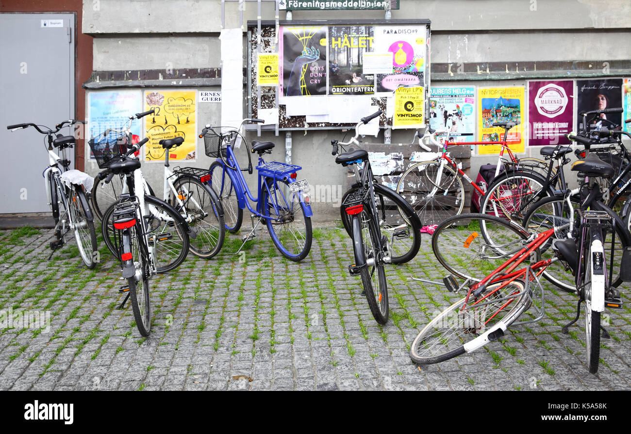 Stockholm, Sweden - July 25, 2017: Parking lot for bicycles in Stockholm Stock Photo