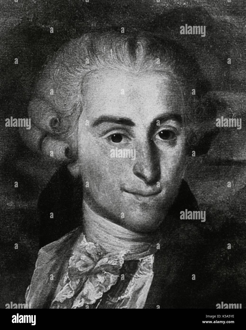Giovanni Battista Sammartini (1700-1775). Italian composer and choirmaster of the Baroque. Illustration from a portrait by Domenico Riccardi. Stock Photo