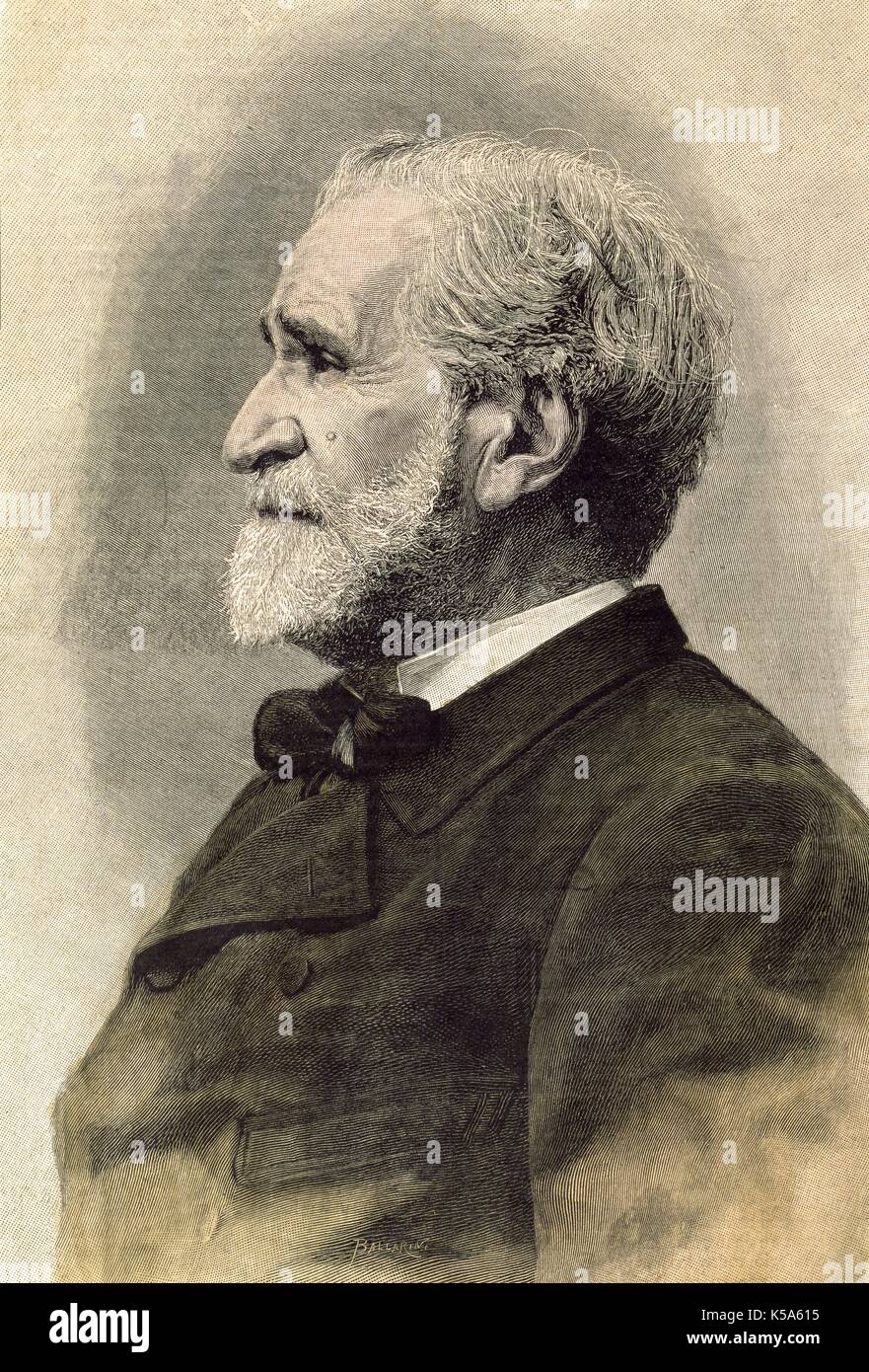 Giuseppe Verdi (1813-1901). Italian composer. Engraving, 1893. Stock Photo