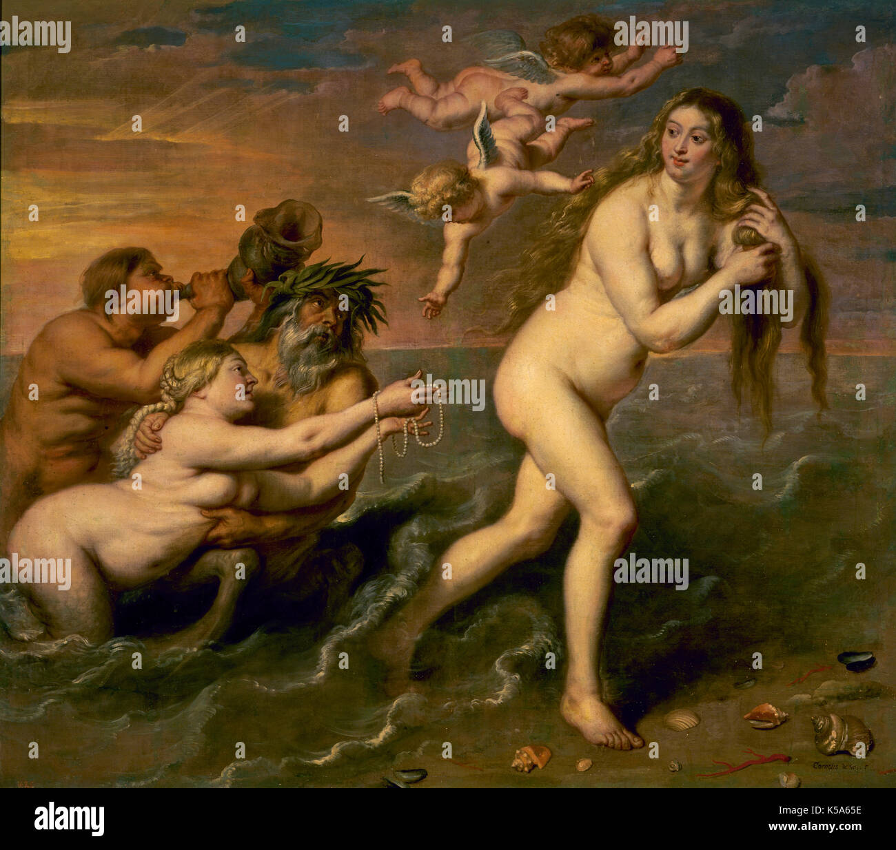 The birth of Venus. Painted (1636-1638) by Cornelis de Vos (ca.1584-1651). Museum of Prado, Madrid, Spain. Stock Photo