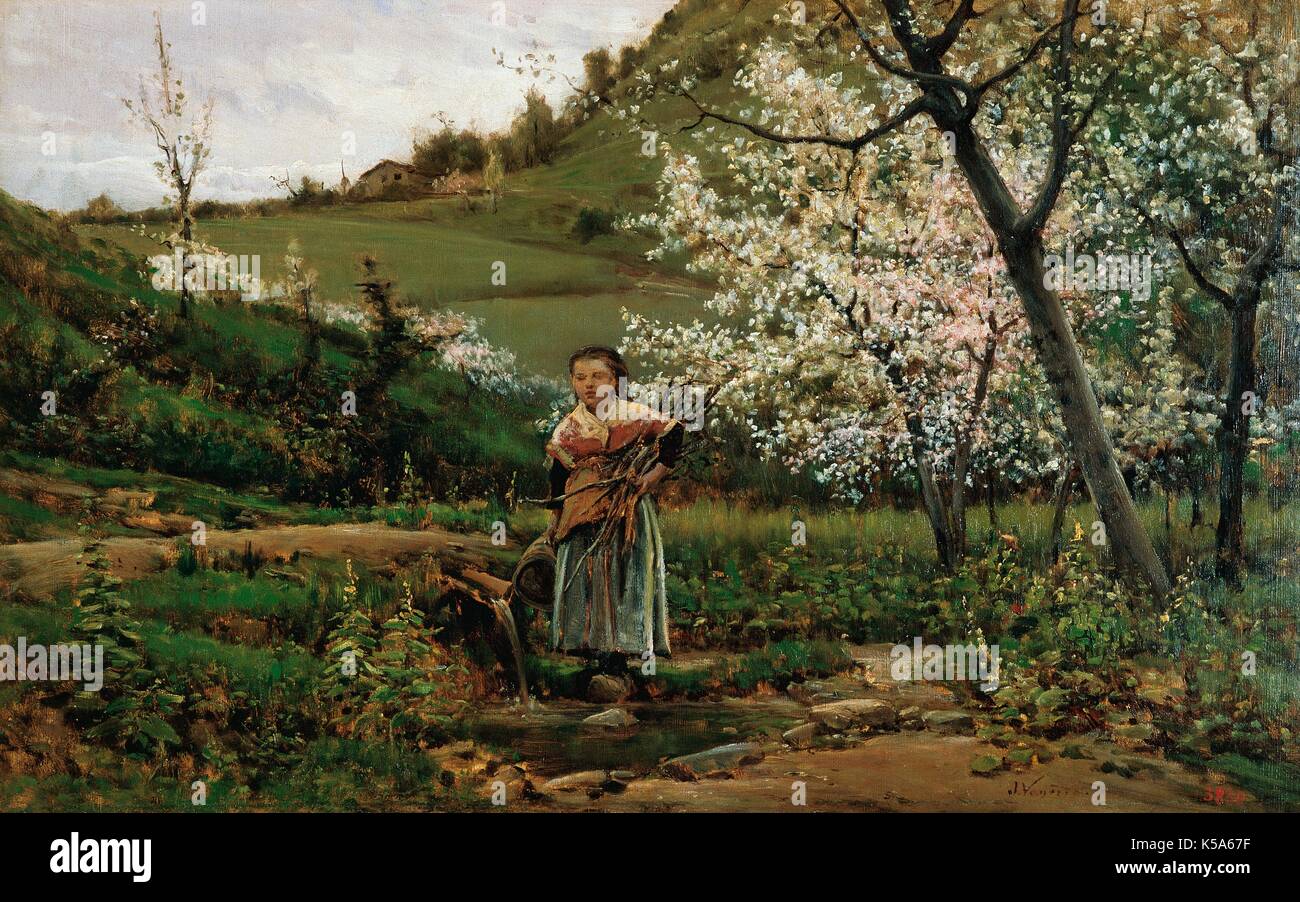 Joaquin Vayreda Vila (1843-1894), Spring. Oil on canvas. XIX Century. Catalan painting. Spain. Biblioteca-Museo Victor Balaguer. Vilanova i la Geltru (province of Barcelona). Stock Photo