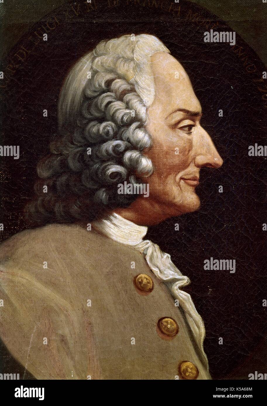 Jean Philippe Rameau (Dijon,1683-París, 1764). French composer. Anonymous painting. Civico Museo Bibliografico Musicale of Bologne (Italy). Stock Photo