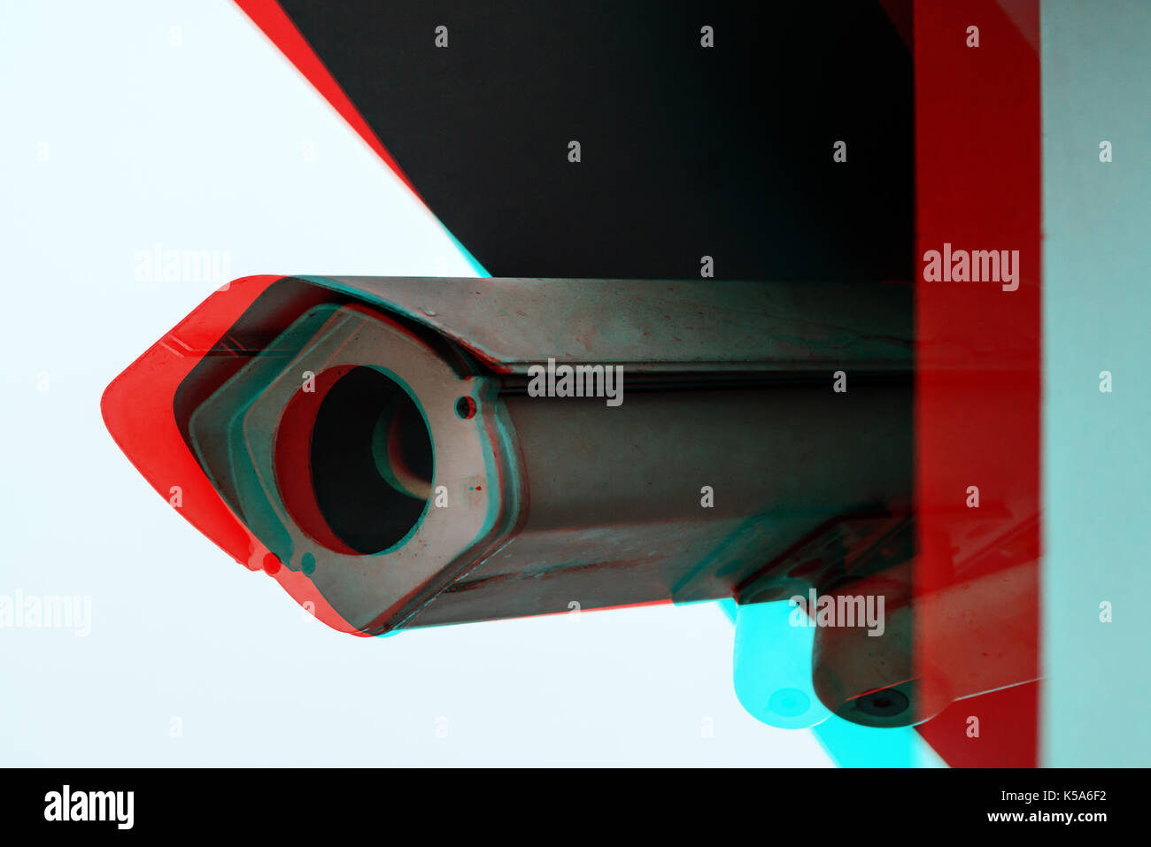 Full circuit or closed circuit CCTV camera with digital glitch effect