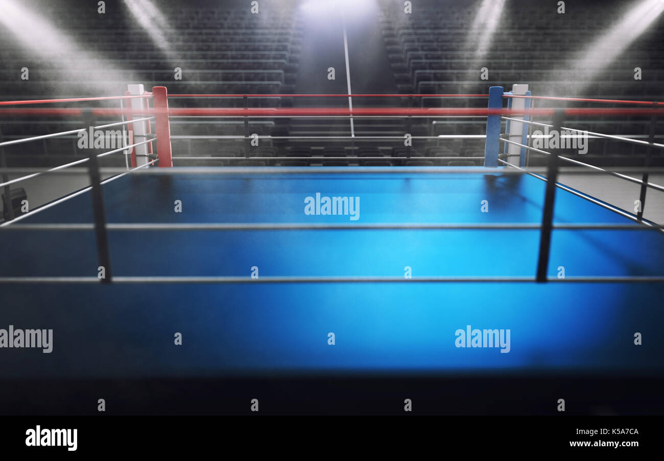 Epic Empty Boxing Ring In The Spotlight On The Fight Night AI Stock Photo,  Picture and Royalty Free Image. Image 208443176.