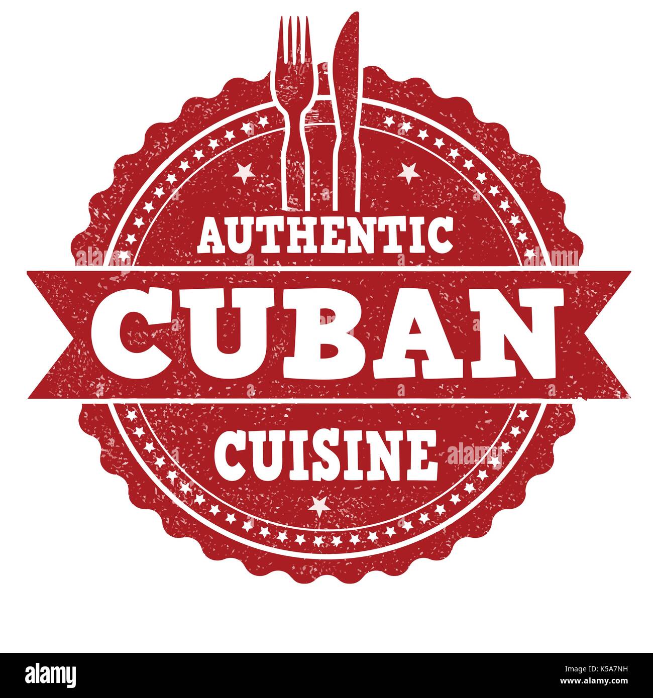 Authentic Cuban cuisine sign or stamp on white background, vector illustration Stock Vector