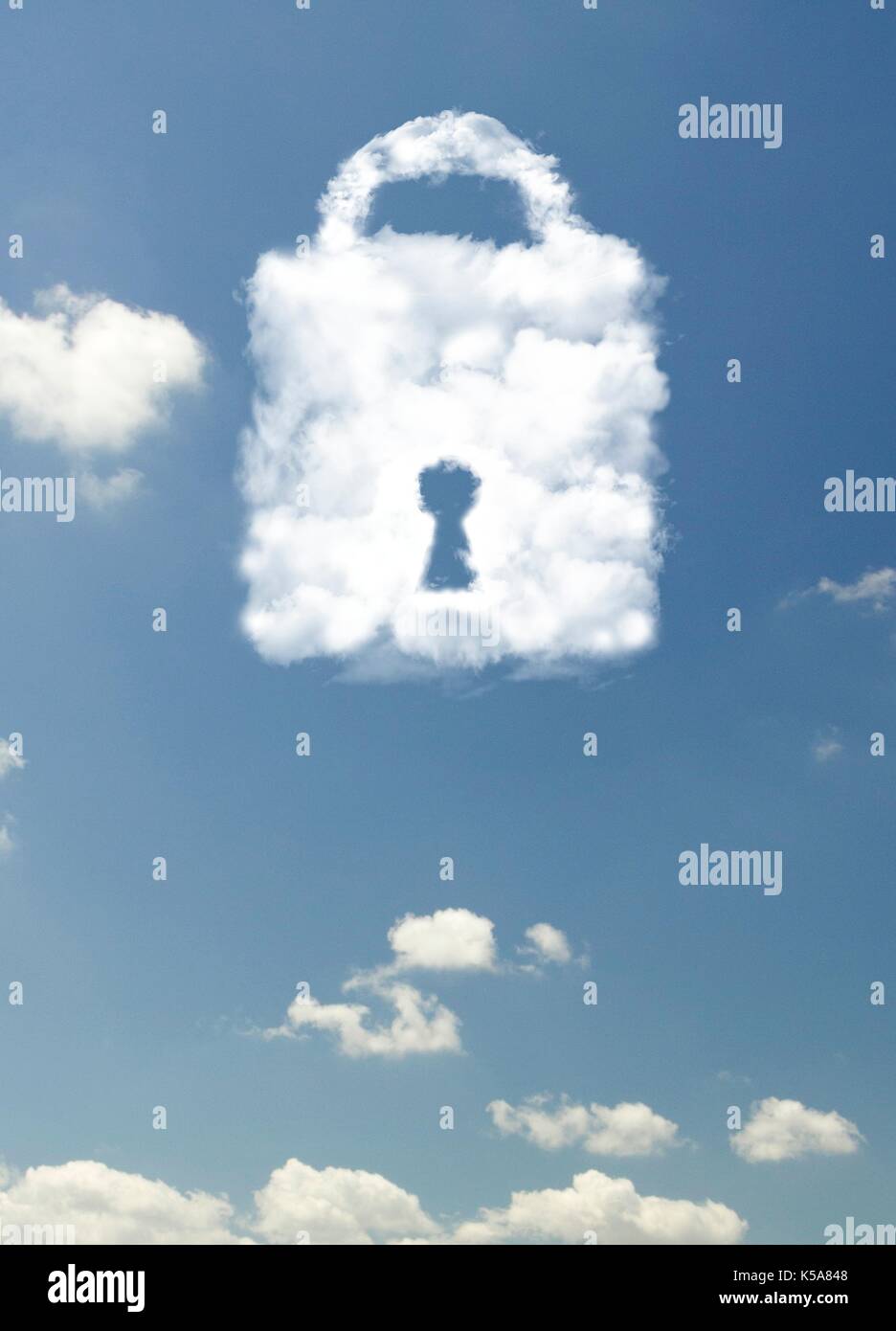 Data cloud security, conceptual illustration. Stock Photo