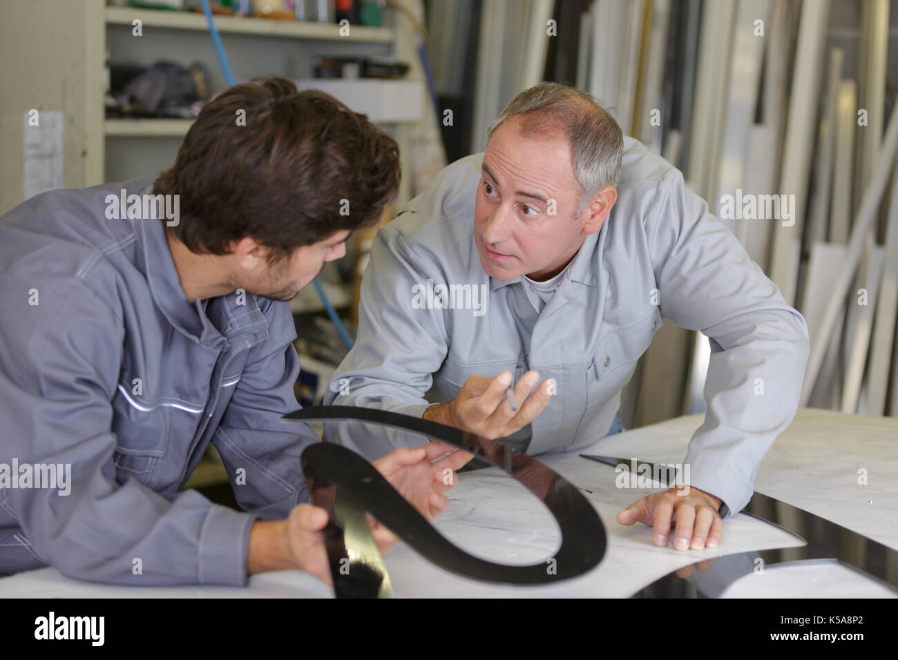 metalwork apprentice in metallurgy training class Stock Photo