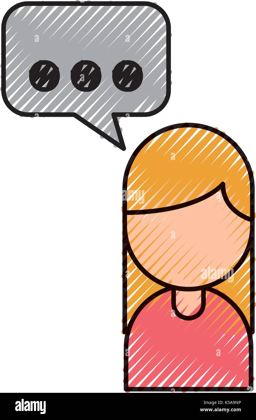 cartoon girl business with bubble speak dialog chat Stock Vector