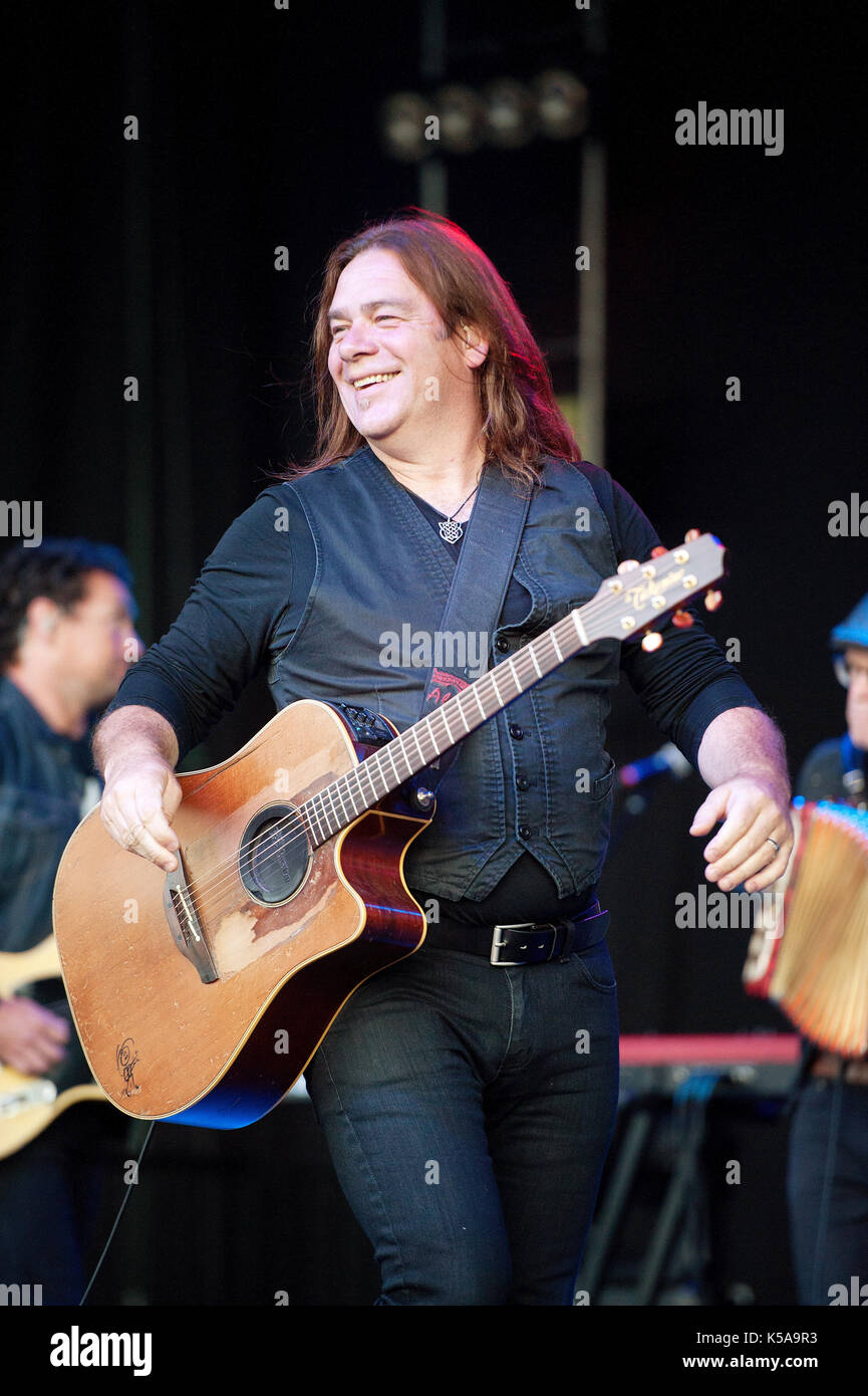 Canadian singer and musician Alan Doyle, formerly of Great Big Sea, performs in concert at the Whistler Olympic Plaza.  Saturday, Aug 26, 2017. Stock Photo