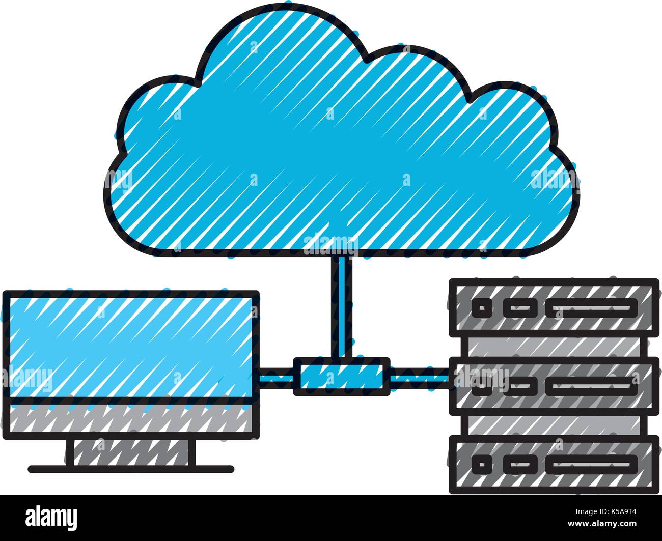cloud with computer and database system transfer information Stock ...
