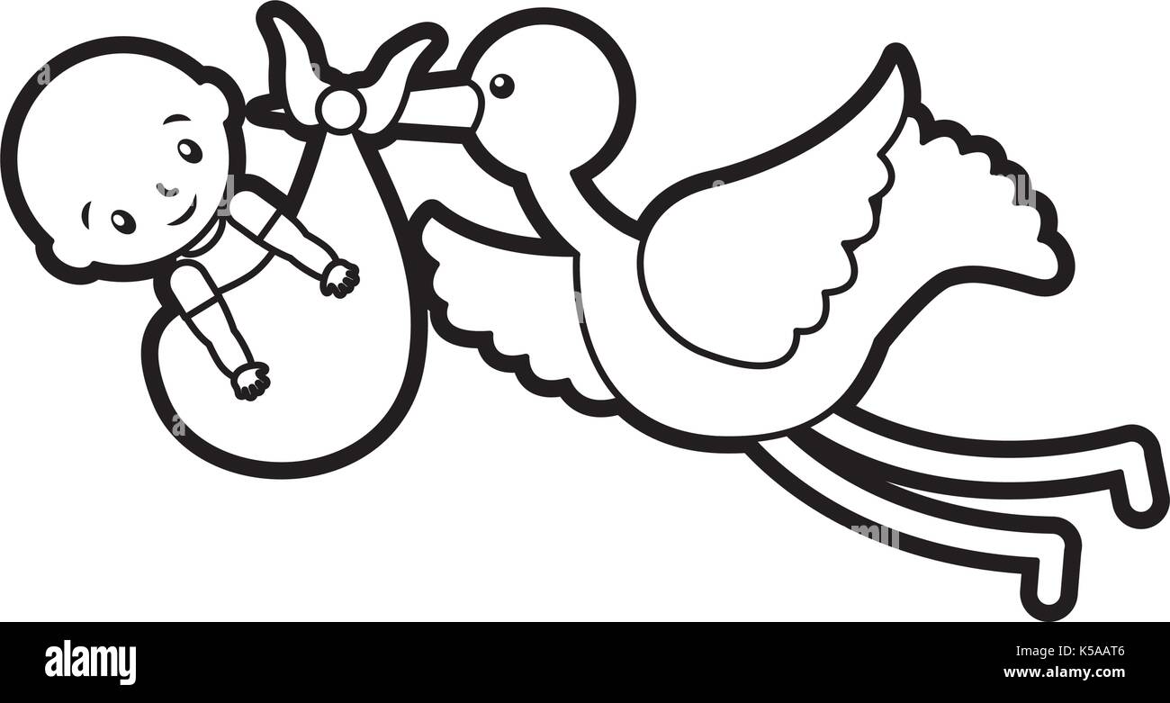 stork with a baby boy in a bag arrival image Stock Vector Image & Art ...