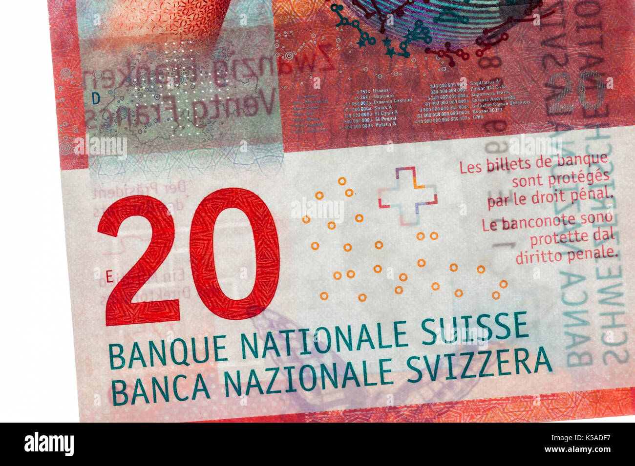 Bern, Switzerland:   Money of Switzerland. New 20- and 50-franc notes, which were introduced in 2017. Stock Photo