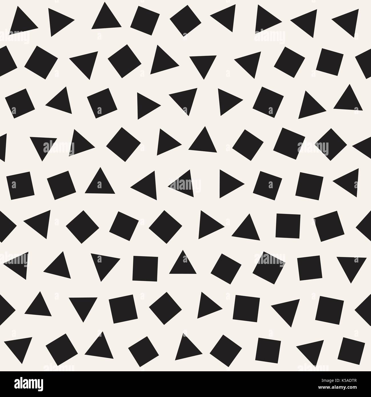 Seamless primitive jumble minimalism patterns. Randomly scattered geometric shapes. Abstract background design Stock Vector