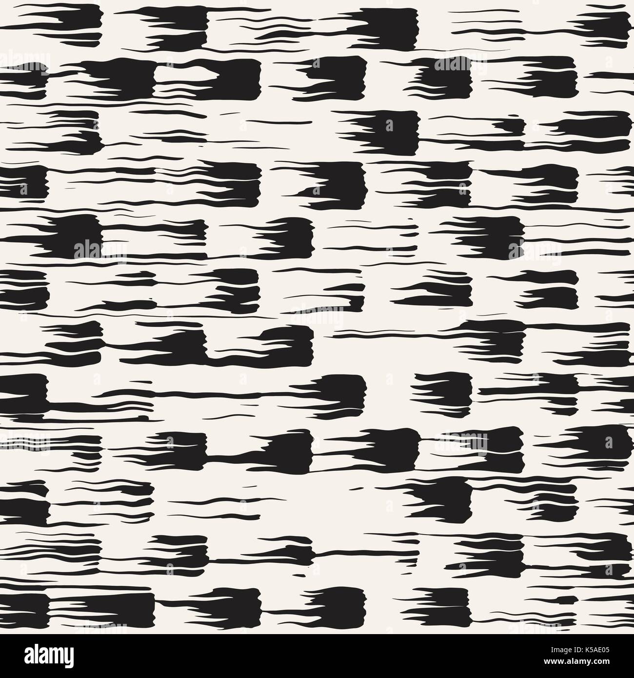 Vector seamless pattern with brush stripes and strokes. Black and white ...