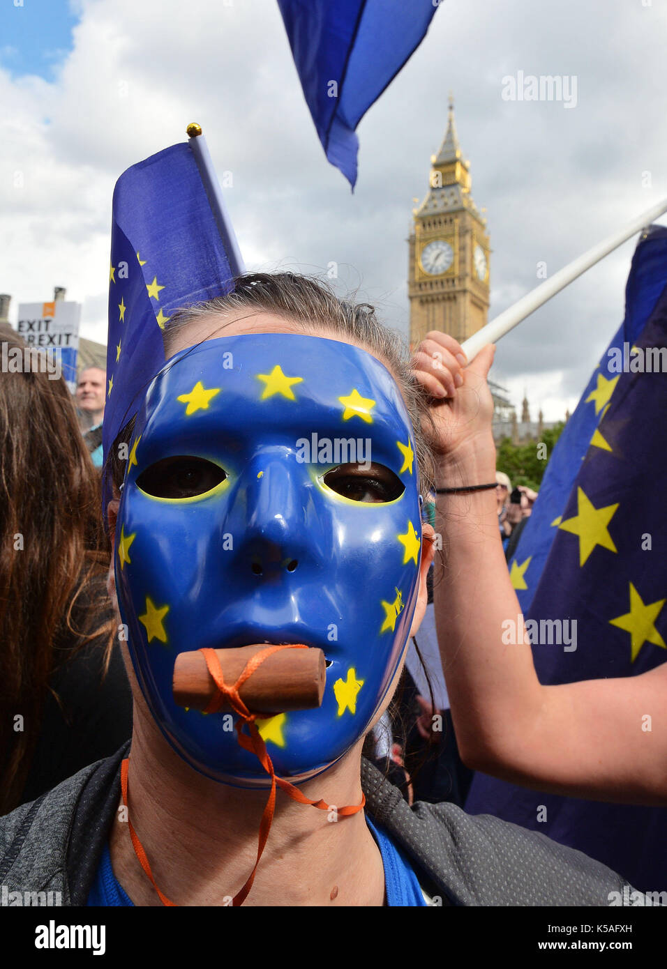 Protesters in Parliament Square during a pro-EU People's March For Europe in London. Stock Photo