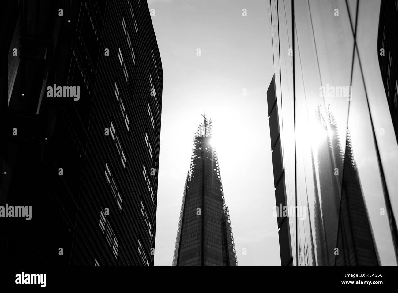 Abstract view of modern city buildings in black and white Stock Photo ...