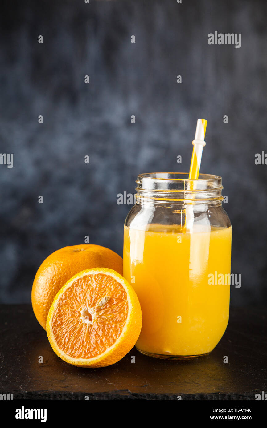 Jar of orange juice Stock Photo Alamy